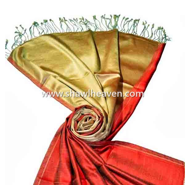 Red/Gold Bright color silk scarf, buy at wholesale price from Tri star overesas